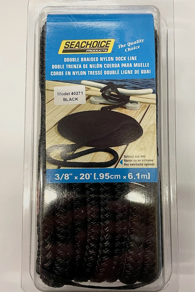 DBL BRD DOCK LINE BLACK 3/8"X20'